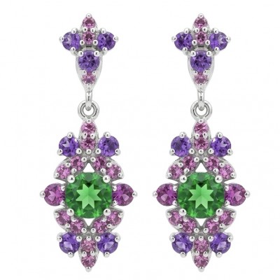Royalty oval cut 3.2 carat Tsavorite Garnet .925 Sterling Silver entirely handmade earrings