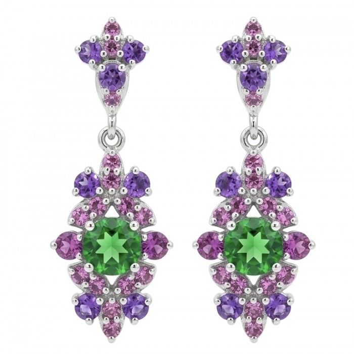 Royalty oval cut 3.2 carat Tsavorite Garnet .925 Sterling Silver entirely handmade earrings