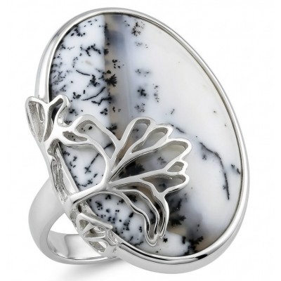 LARGE Top Quality Dendritic Agate .925 Sterling Silver handcrafted Ring s. 8
