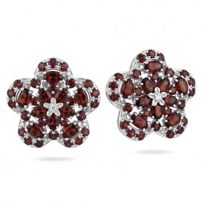 María Rosa - Real Art - Natural 14.2 carat Garnet .925 Sterling Silver handcrafted Statement earrings