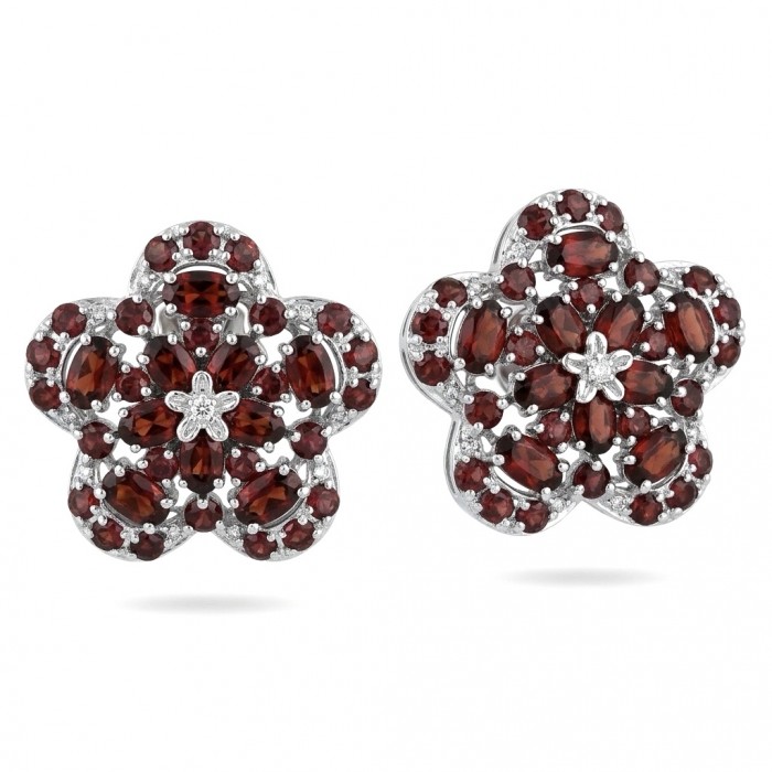 María Rosa - Real Art - Natural 14.2 carat Garnet .925 Sterling Silver handcrafted Statement earrings