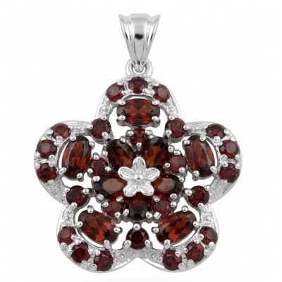 María Rosa - Real Art - Natural 10.2 carat Garnet .925 Sterling Silver handcrafted Statement Pendant