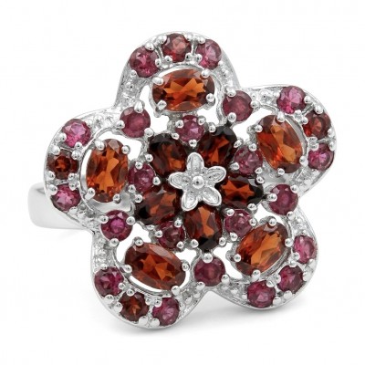 María Rosa - Real Art - Natural 10.9 carat Garnet .925 Sterling Silver handcrafted Statement brilliantly Statement Ring size 9