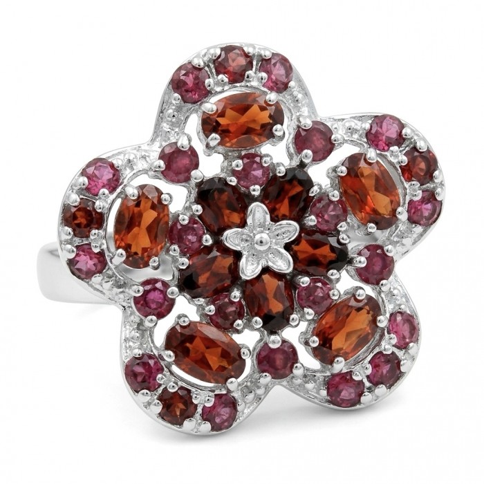 María Rosa - Real Art - Natural 10.9 carat Garnet .925 Sterling Silver handcrafted Statement brilliantly Statement Ring size 9