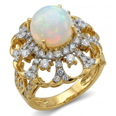 Vitage Victorian Design Genuine 8.8 carat Ethiopian Opal 22K Gold over .925 Sterling Silver handmade Ring size 6 1/4