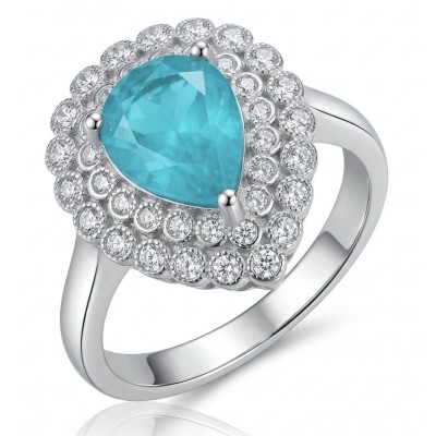 Isabella 4.2 carat Colombian Emerald .925 Sterling Silver dipped in Rhodium handcrafted Ring size 8 1/4