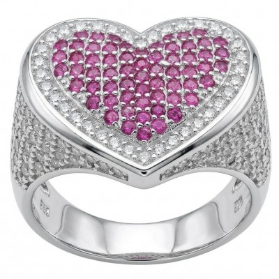 Angel's Heart Natural heart shape 1.7 carat Ruby .925 Sterling Silver dipped in rhodium handmade Statement Ring size 8
