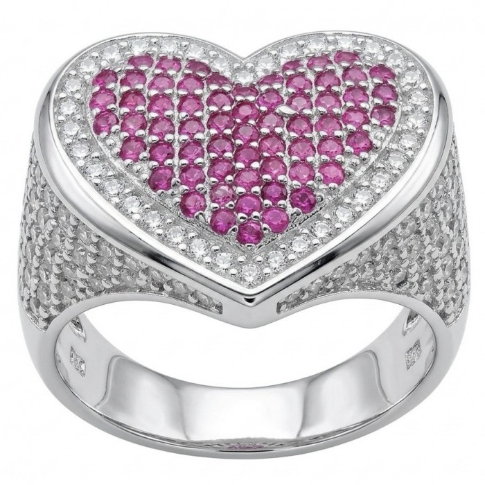Angel's Heart Natural heart shape 1.7 carat Ruby .925 Sterling Silver dipped in rhodium handmade Statement Ring size 8