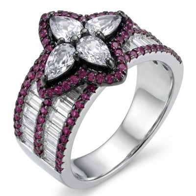 Elizabeth 4.2 carat Moissanite .925 Sterling Silver dipped in Rhodium handcrafted Ring size 8