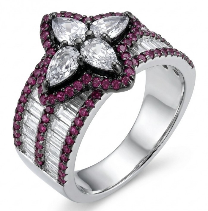 Elizabeth 4.2 carat Moissanite .925 Sterling Silver dipped in Rhodium handcrafted Ring size 8