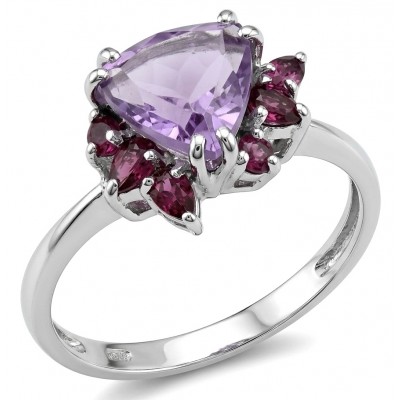 3.9 carat Amethyst rhodium over .925 Sterling Silver HUGE Ring s. 8 3/4