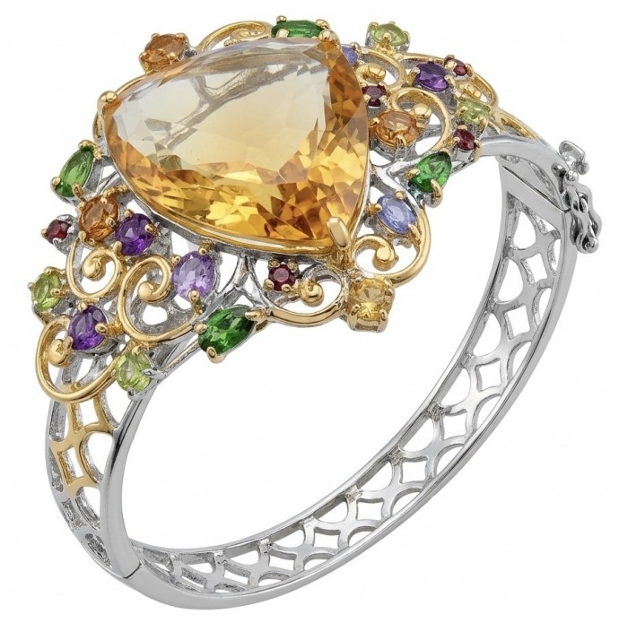 Marie Antoinette's Style - Authentic 28.9 carat Brazilian Citrine .925 Sterling Silver dipped in 18K Gold handcrafted Bracelet