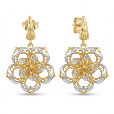 Golden Roses Dubai Style - .925 Sterling Silver dipped in 22K Gold handmade Earrings