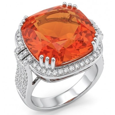 Vivid Energy 19.4 ctw Red Topaz .925 Sterling Silver handcrafted Statement Ring size 8 1/4