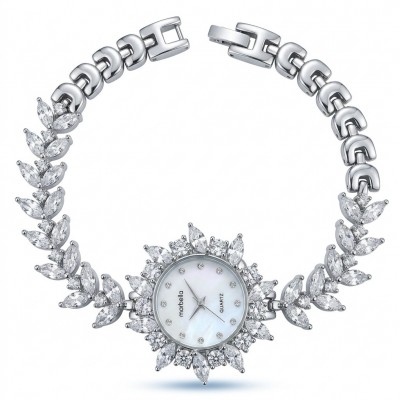 Precious 45.8 carat natural Moissanite .925 Sterling Silver handmade Bracelet - Watch
