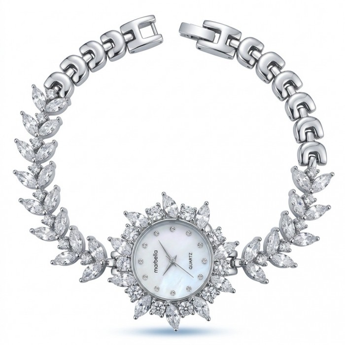 Precious 45.8 carat natural Moissanite .925 Sterling Silver handmade Bracelet - Watch