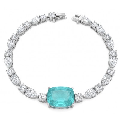 Ofelia - Authentic 9.5 CARAT natural Colombian Emerald 12.2 Moissanite .925 Sterling Silver handcrafted Statement bracelet