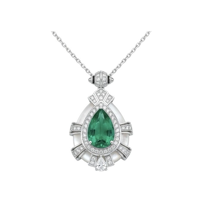 Vintage style - 8.5 carat authentic Tsavorite Garnet .925 Sterling Silver handcrafted necklace