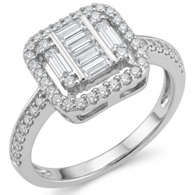 Art Deco Luxurious 6.5 carat White Topaz .925 Sterling Silver ring size 7