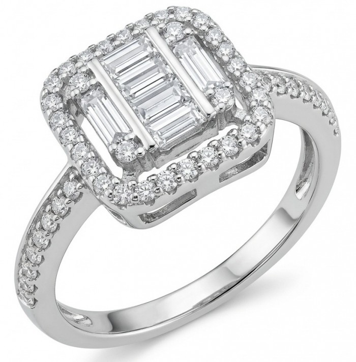 Art Deco Luxurious 6.5 carat White Topaz .925 Sterling Silver ring size 7