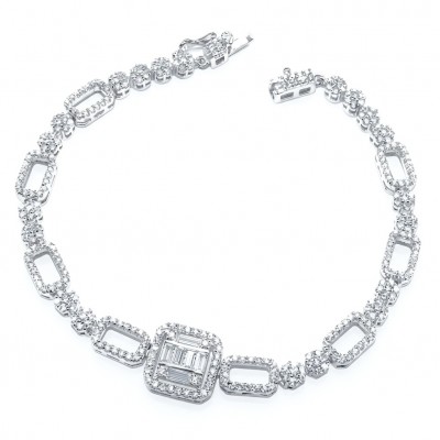 Art Deco - Luxurious natural 12.5 carat White Topaz .925 Sterling Silver Perfectly handcrafted bracelet