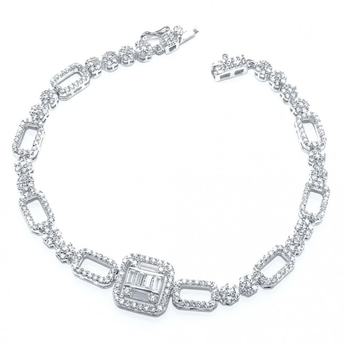 Art Deco - Luxurious natural 12.5 carat White Topaz .925 Sterling Silver Perfectly handcrafted bracelet
