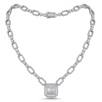 Art Deco - Luxurious natural 18.5 carat White Topaz .925 Sterling Silver Perfectly handcrafted Necklace