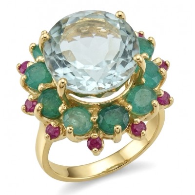 Isabel Authentic 18.7 carat Green Amethyst 22K Gold over .925 Sterling Silver handcrafted Statement Ring size 9