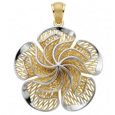 Dubai Style - Blooming Golden Rose .925 Sterling Silver dipped in 22K Gold handmade Pendant
