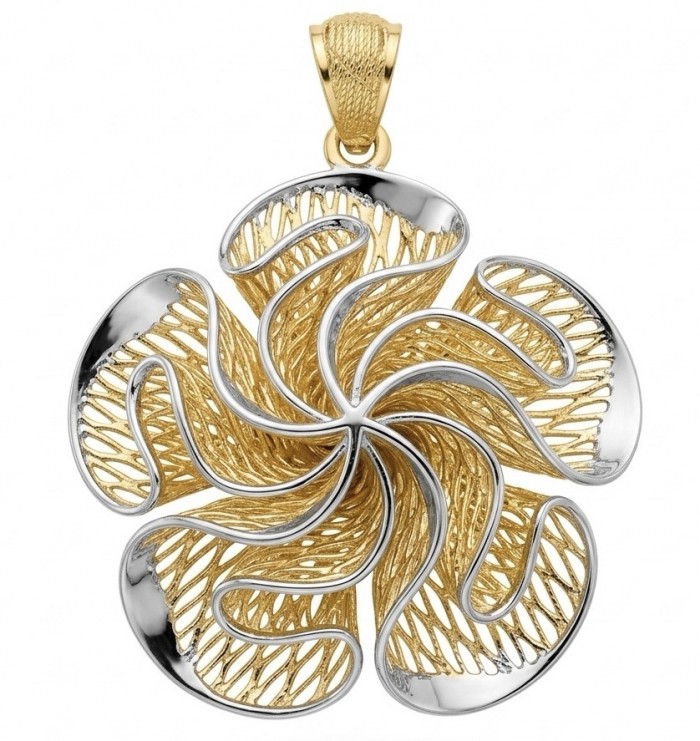 Dubai Style - Blooming Golden Rose .925 Sterling Silver dipped in 22K Gold handmade Pendant