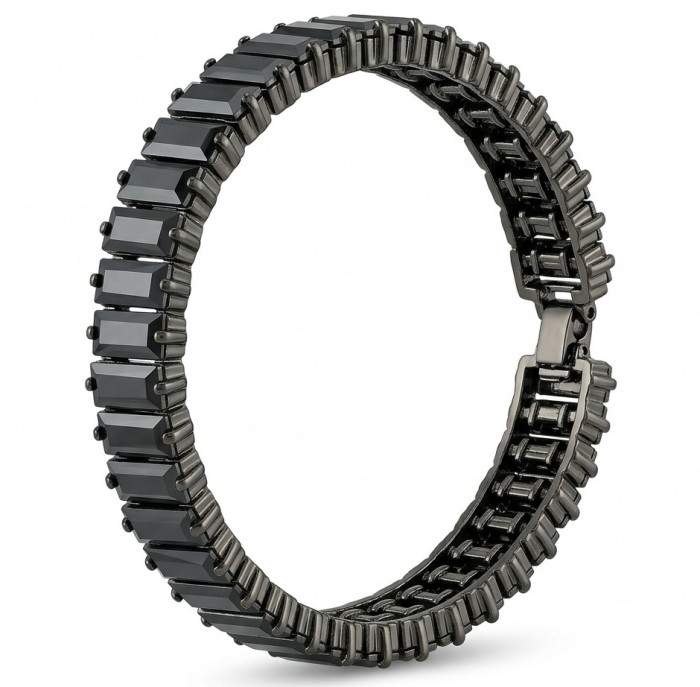DIVINE PROTECTION Elegant Mexican Hematite .925 Sterling Silver DIPPED IN BLACK RHODIUM handmade Bracelet