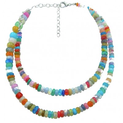 My Rainbow 11.2 carat Australian multicolor Opal .925 Sterling Silver .925 Sterling Silver Statement Necklace