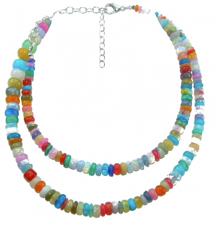 My Rainbow 11.2 carat Australian multicolor Opal .925 Sterling Silver .925 Sterling Silver Statement Necklace