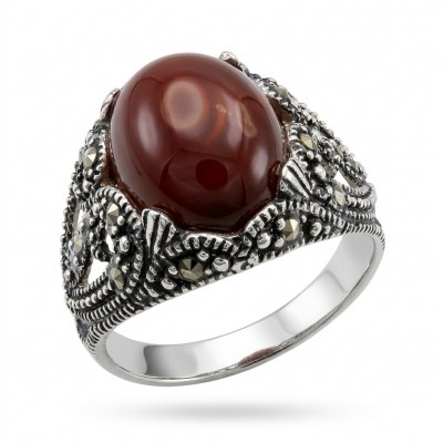 Orange Power natural Carnelian .925 Sterling Silver handmade ring s. 9