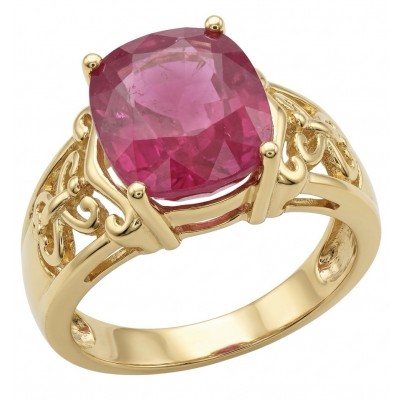 Bella Rosa Genuine 8.5 CARAT Star Ruby 22K Gold over .925 Sterling Silver Statement Ring size 9