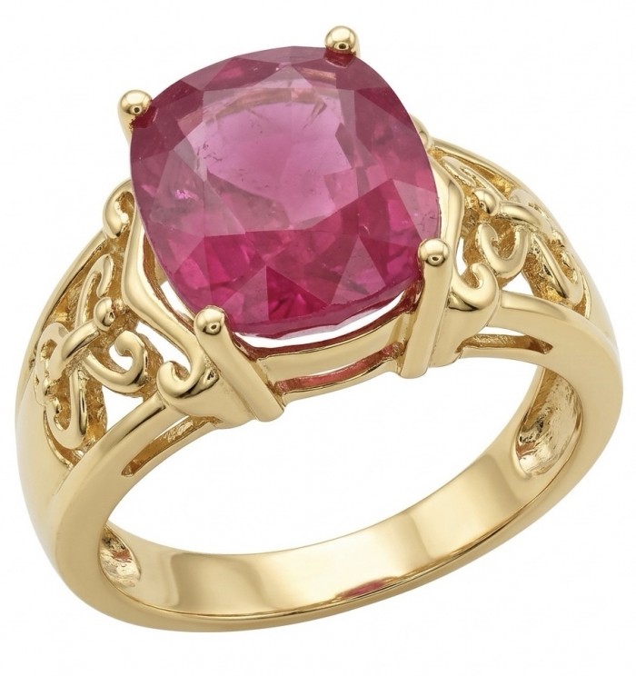 Bella Rosa Genuine 8.5 CARAT Star Ruby 22K Gold over .925 Sterling Silver Statement Ring size 9