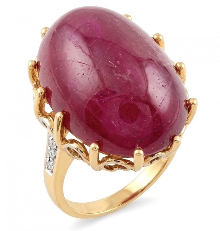 Abundant Blessings - Precious - Genuine 38.5 carat Star Ruby 18K Gold over .925 Sterling Silver handmade Ring size 7