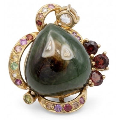 Rare finding! 24.4 carat authentic Kashmir Star Ruby 22K Gold over .925 Sterling Silver handmade Statement Pendant