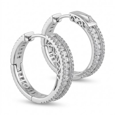 Allure Natural 8.2 carat White Topaz .925 Sterling Silver handcrafted hoop earrings