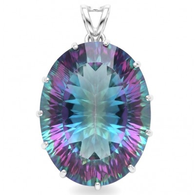 Extravaganza 22.5 carat oval cut Mystic Topaz .925 Sterling Silver handcrafted Pendant