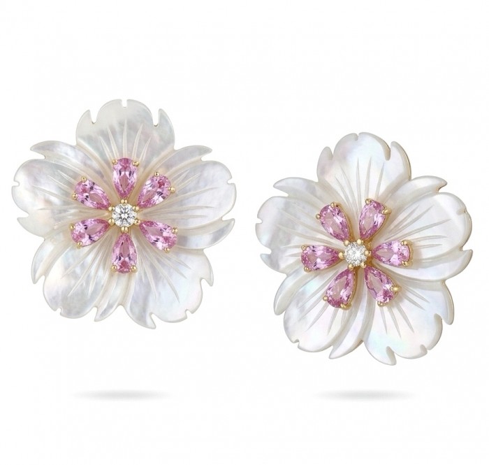 Genuine Blister Pearl 0.4 carat lab grown Diamond 18K Gold over .925 Sterling Silver handcrafted Statement Earrings