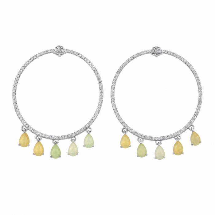 CAROLYN 3.2 carat Australian Fire Opal rhodium over .925 Sterling Silver incredible Hoop handcrafted Earrings - video