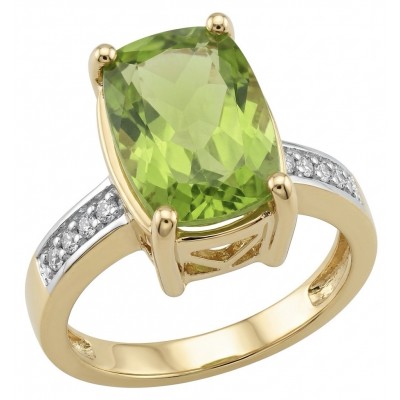 Real Beauty 8.2 carat Brazilian Peridot 18K Gold over .925 Sterling Silver Handcrafted Ring size 6 3/4