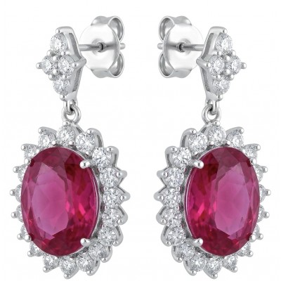 Natural 10.2 carat Mozambique Ruby .925 Sterling Silver dipped in Rhodium Handcrafted Earrings