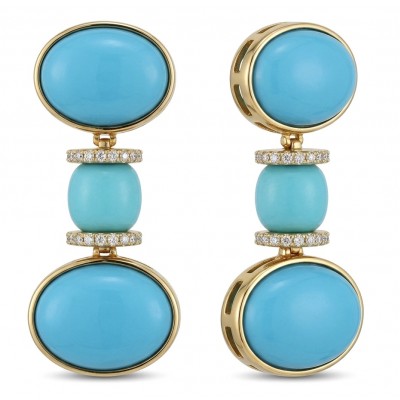 Pacifica - 35.4 carat Sleeping Beauty Turquoise 18K Gold .925 Sterling Silver handmade Statement Earrings