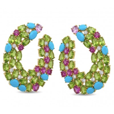 SERENADE Luxurious .9 carat authentic Himalayan Peridot .925 Sterling Silver dipped in 14K Gold Handcrafted Statement Earrings