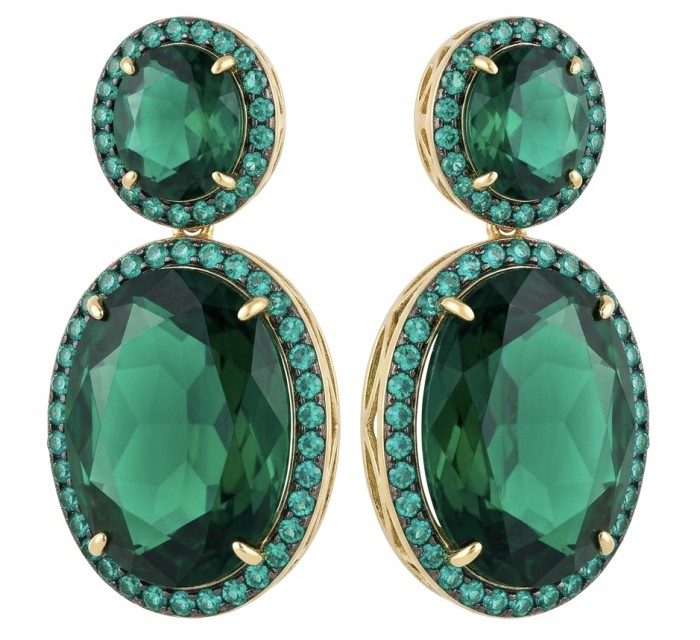 Green Cascade - 12.5 carat Green Topaz 14K Gold over .925 Sterling Silver handmade Statement earrings