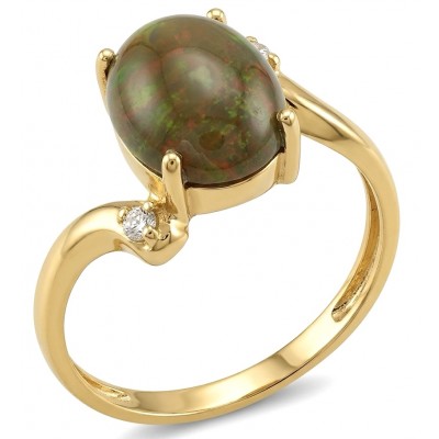 A Milky Way Genuine 4.8 carat Black Opal 18K Gold over .925 Sterling Silver handmade Ring size 8