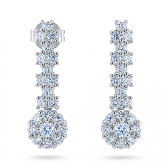 Romantica - Precious Natural 2.7 carat White Topaz .925 Sterling Silver handmade Statement earrings