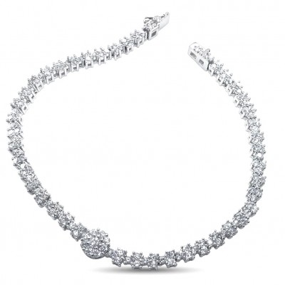 Art Deco - Luxurious natural 10.5 carat White Topaz .925 Sterling Silver Perfectly handcrafted bracelet